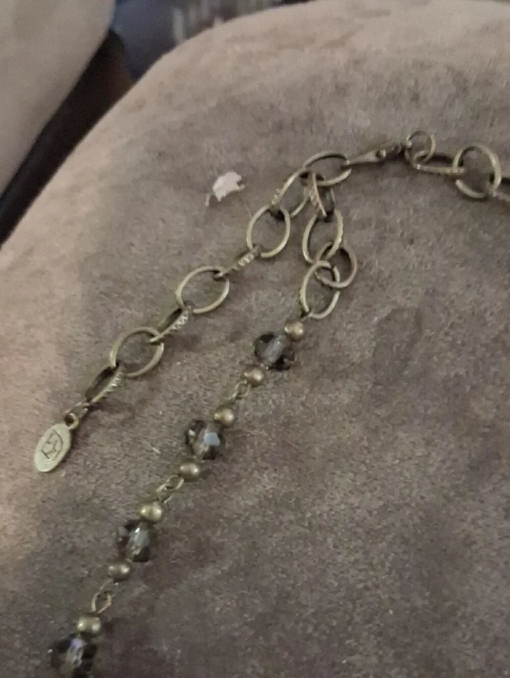 Handcrafted Silver Arrowhead Pendant Necklace with Cream and Gray Beads